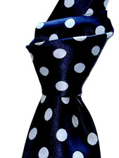  250 NWOT TOM FORD Navy W/ Silver Polka Dots Men 3.6" Satin Silk neck Tie ITALY