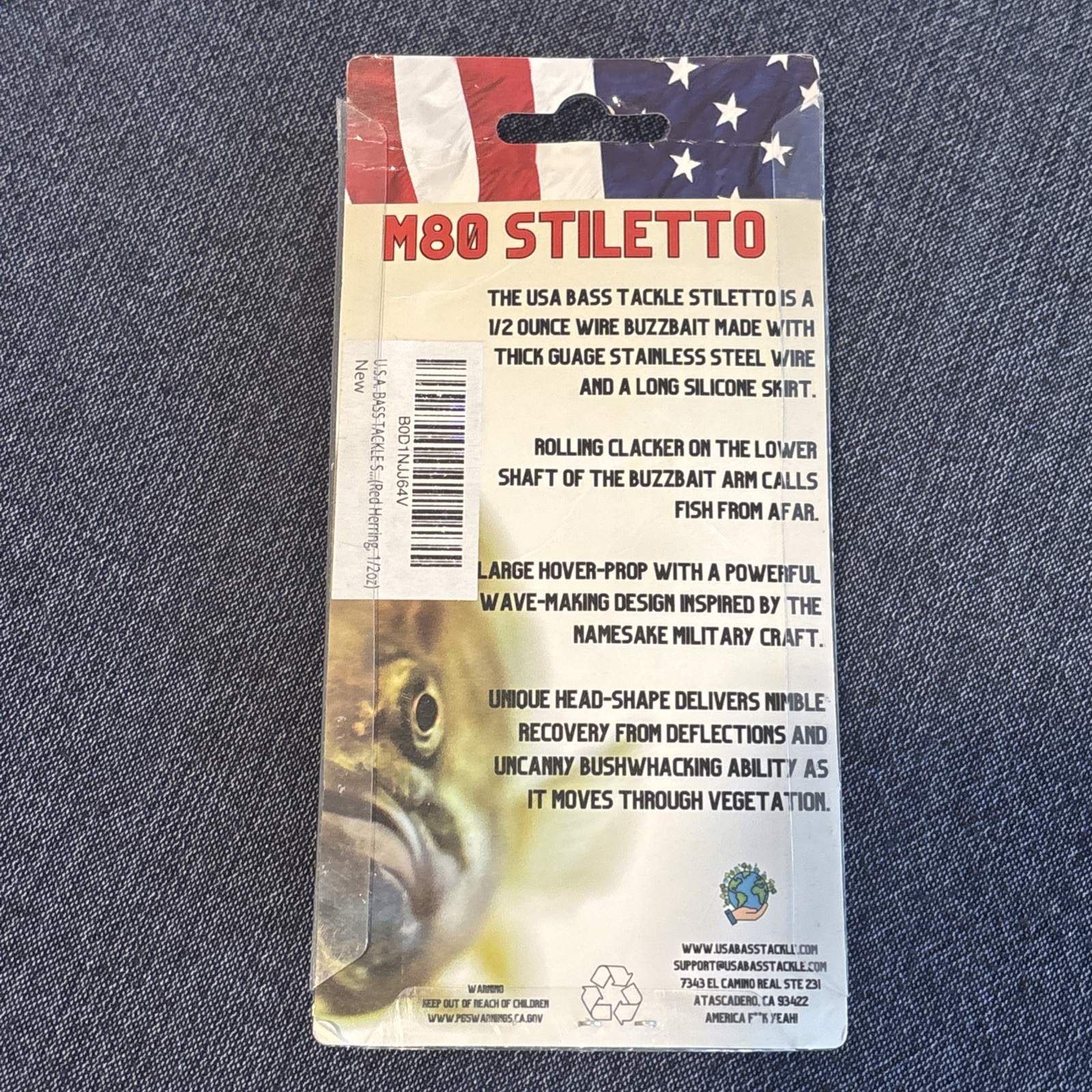 USA BASS Tackle M80 Stiletto Hovercraft Buzzbait (Red Herring, 1/2oz) NEW - Image 2