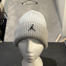 Jordan Utility Hat Beanie Cuffed Knit Jumpman Logo Gray One Size Mens Winter