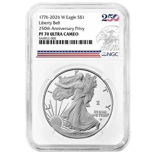 2026-W $1 1-oz Proof American Silver Eagle NGC PF70UC 250th Eagle Label