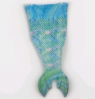 Mermaid Tail Throw Blanket Sleeping Bag Turquoise Blue Green Comfy Tails 21x44''