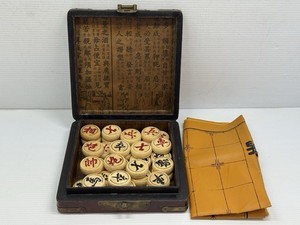 Vintage Asian or Chinese Chess Pieces With Case Rare
