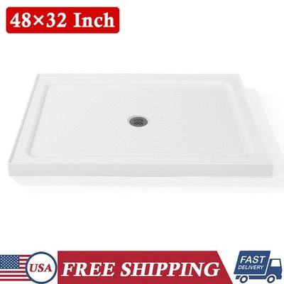 48'' x 32'' Shower Base Central Drain Single Threshold with Stainless Steel Drain