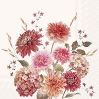 IHR Autumn Bouquet Lunch-Servietten Papier-Servietten Dahlien 33X33 Cm Creme