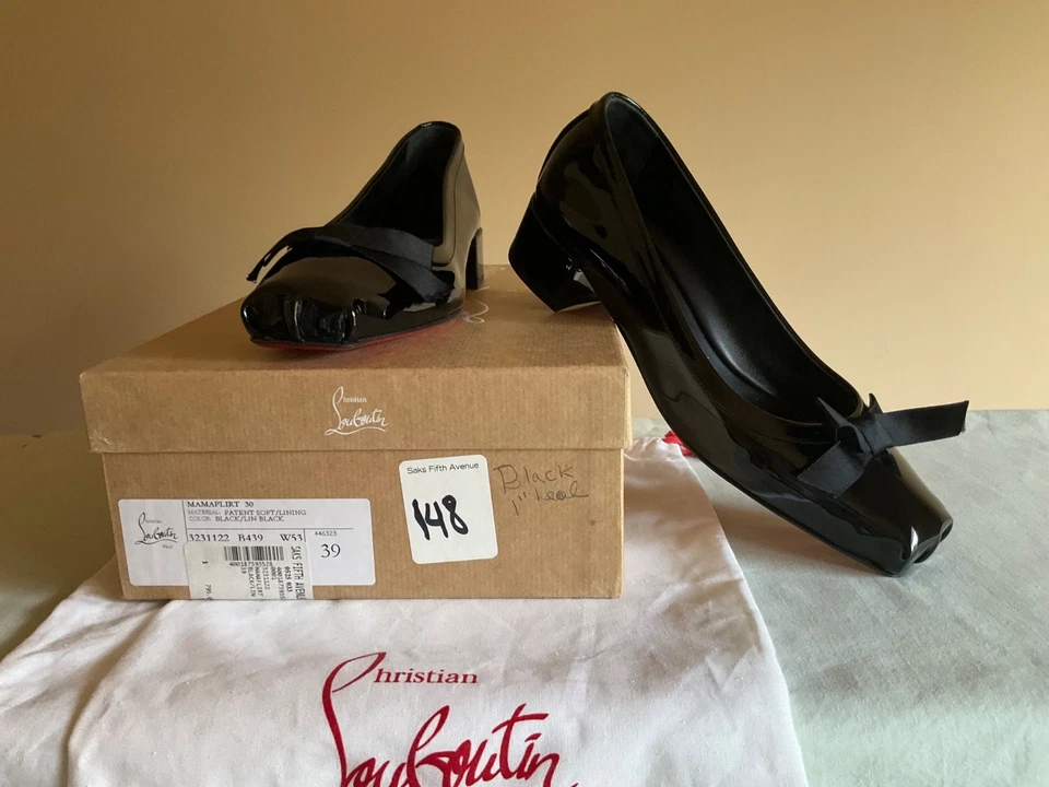 $795 Christian Louboutin Mamaflirt 30 Leather Ballerina Pumps Black EU 39 US 9 - Image 2 of 4