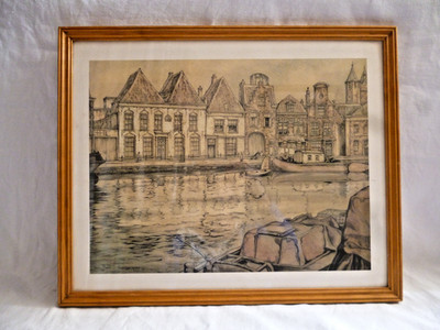 Anton Pieck Ansicht von Harlem 1958 gerahmter Druck