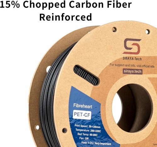 Siraya Tech Fibreheart PET-CF 3D Filament - Carbon Fiber Pet-cf Black - Picture 2 of 6