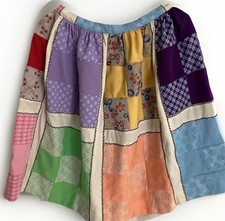 Vtg 60 / 70s Patchwork Mini Skirt, Handmade , Quilted, Cottage Core , Rare Find