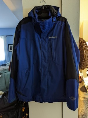 Columbia スキーウェア ネイビー OMNI-TECH Columbia Omni-tech hooded full zip Mens Blue jacket Mid- Length sz