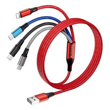4 in 1 Multi Charging Cable,4FT/2Pcs Universal 3A Fast Charger Red Multicolor