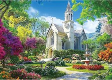 1000 Piece Puzzle for Adults,Little Chapel Puzzles,Beautiful Garden...