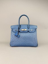 Hermes Birkin 30 Ostrich Blue Thalassa Pallad...