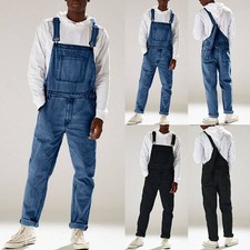 Mens Denim Dungarees Overalls Jumpsuit Bibs Pants Casual Jeans Playsuit Trousers