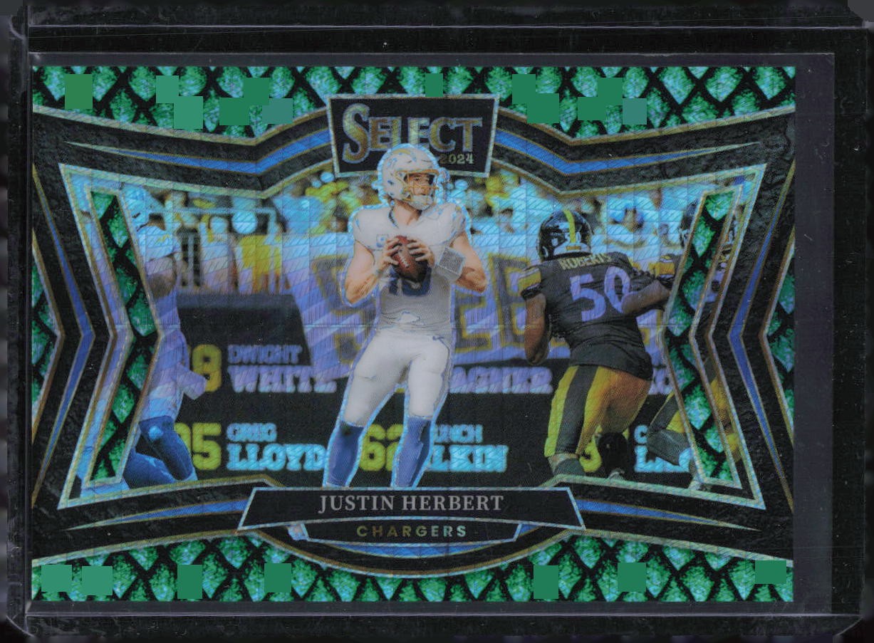 2024 Panini Select #461 Justin Herbert Dragon Scale Prizm #/70