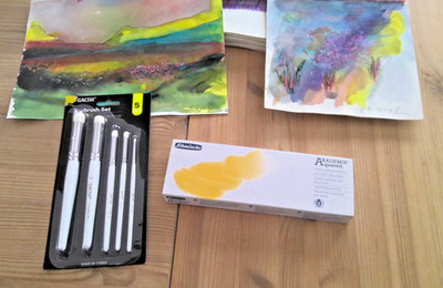 Aquarellfarben SCHMINCKE Akademie 12 halbe Näpfchen in Metallpalette plus Pinsel
