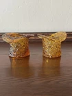 Fenton Unmarked American Art Glass Amber Gold Daisy Button Top Hat (2)