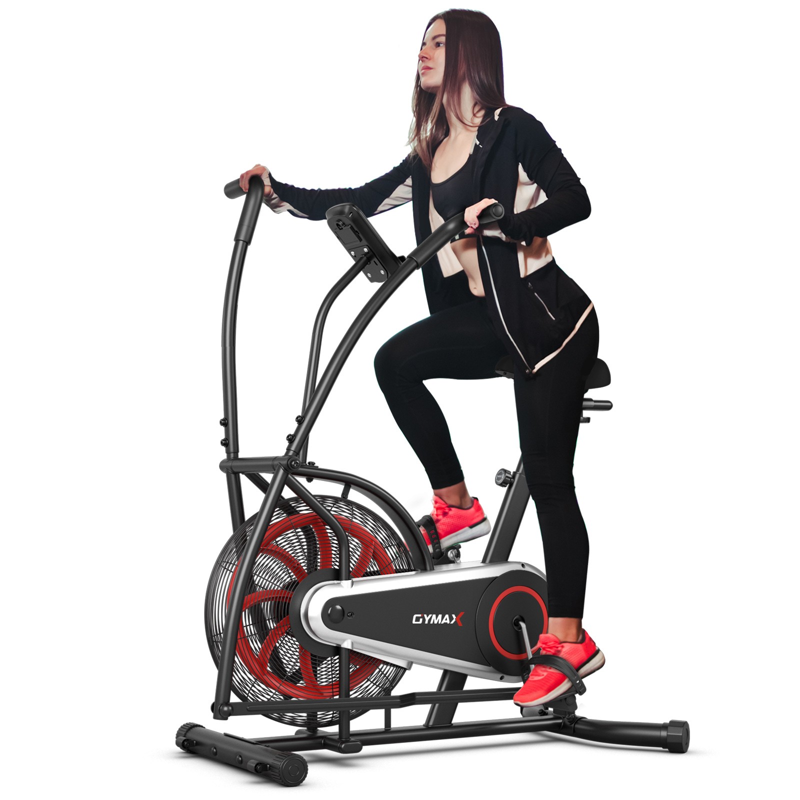 Upright Air Bike Fan Exercise Bike W/Display Adjustable Seat
