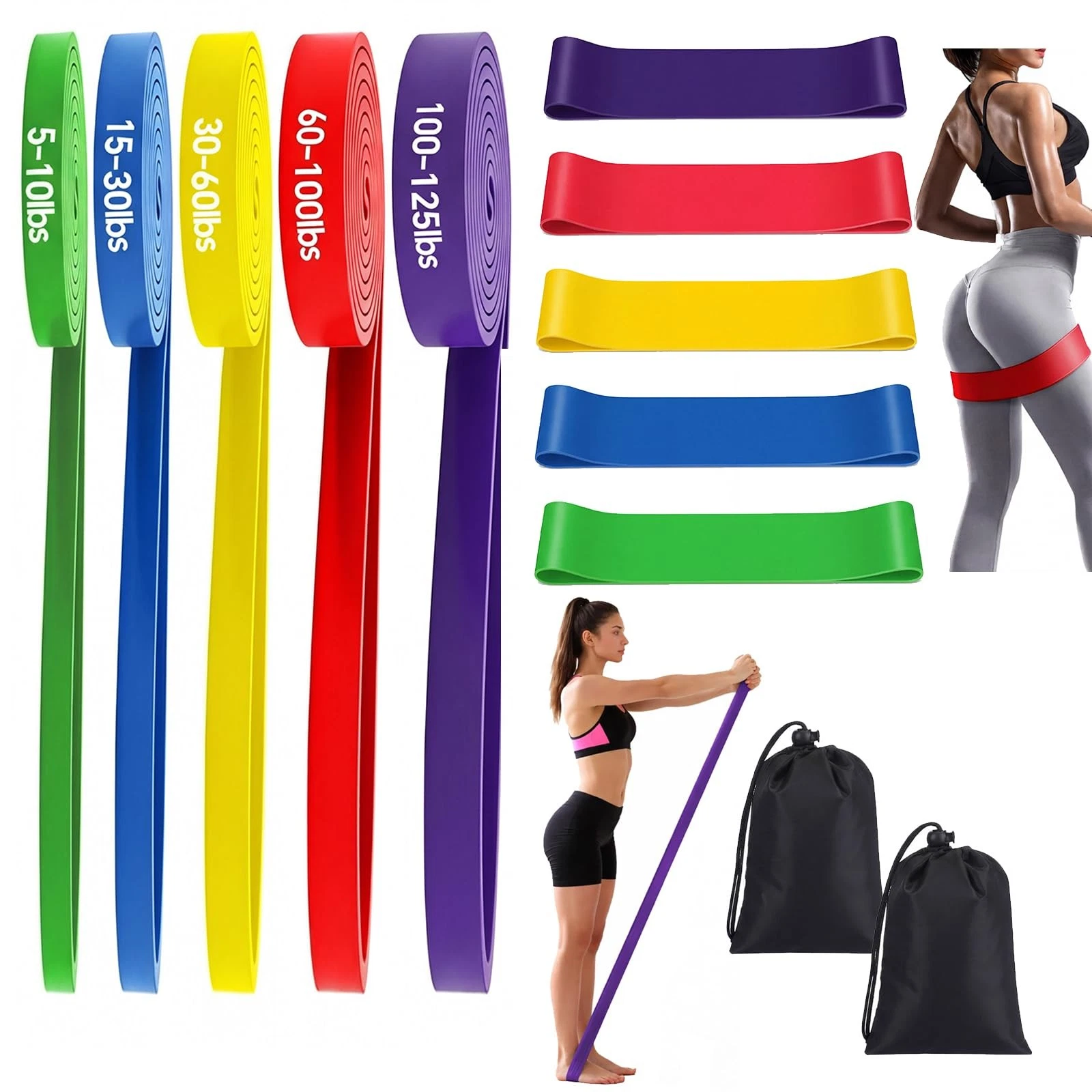Resistance Bands for Working Out, 5 Levels Exercise Bands Set, Pull Up Assist...