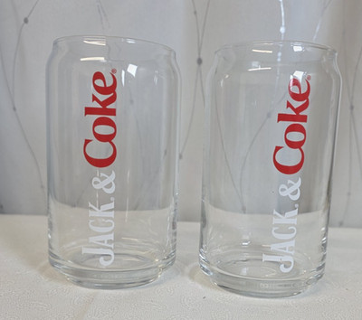 2 - Jack & Coke Can Shaped Glass Jack Daniels Coca Cola Bar Man Cave Christmas