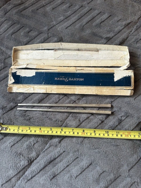 2 Vintage Sets Of Chopsticks, One Silver Played With Original Box, And One Wood