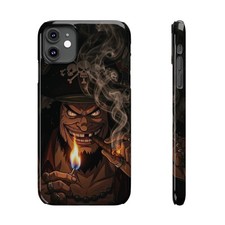 Smirking Voodoo Man Slim Phone Case  Dark Skull Smoke