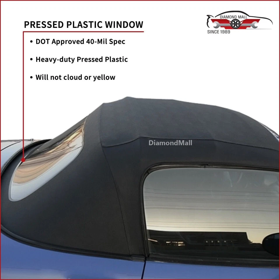 Capota blanda convertible para Mazda Miata 1990-2005 con ventana de plástico DOT descapotable vinilo Foto 2 de 4