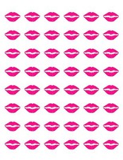 48 HOT PINK LIPS ENVELOPE SEALS LABELS STICKERS 1.2" ROUND