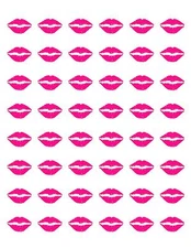 48 HOT PINK LIPS ENVELOPE SEALS LABELS STICKERS 1.2" ROUND