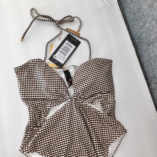 Vix Lupita Eve Gingham One Piece Swimsuit Size S Small Women Cutout - Picture 2 of 13