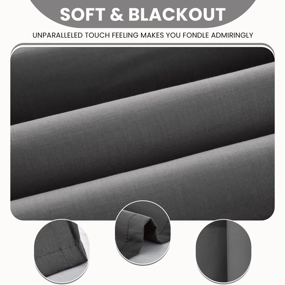 Cortinas de ojal con aislamiento térmico 100 % apagón (juego de 2 paneles) Foto 2 de 4