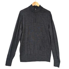 Daniel Cremieux Merino Wool Quarter Zip Sweater Mens L Gray Signature Collection