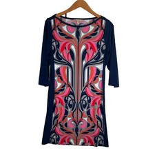 Banana Republic Womens Psychedelic Shift Dress Size S with Boat neck 3/4 sleeves