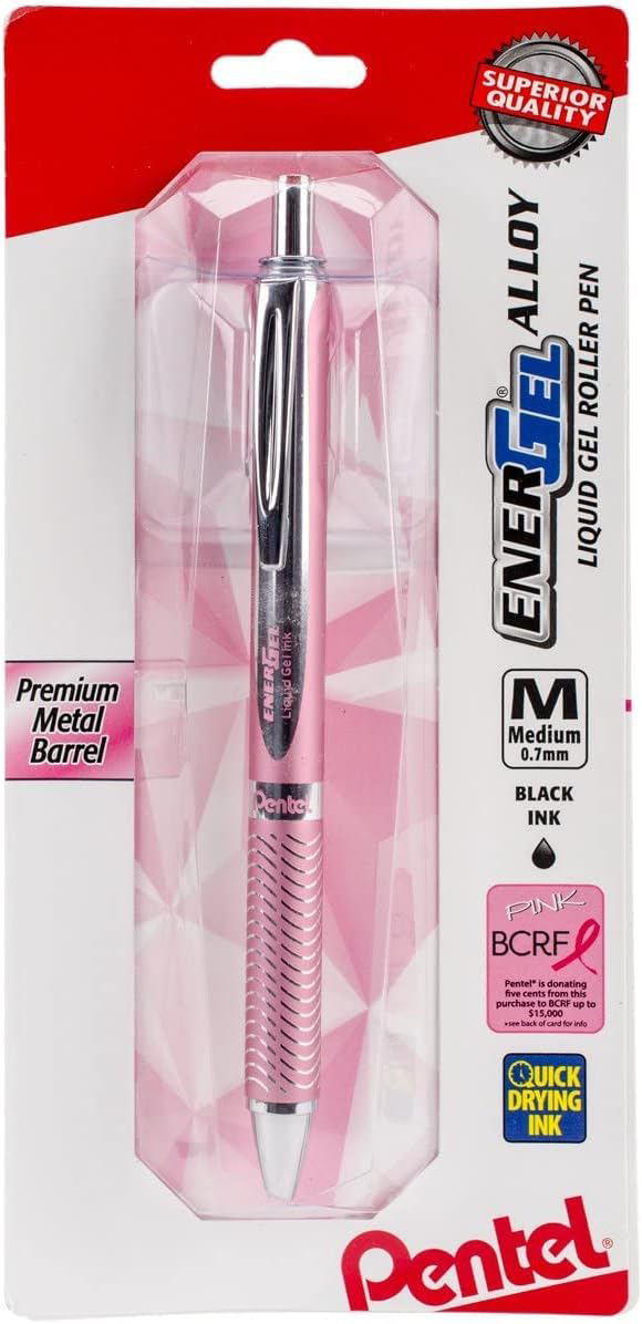 Pentel EnerGel Pink Barrel Gel Pen 0.7mm Black Ink 1 Pack