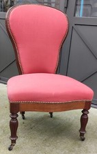 Ancienne Chaise Chauffeuse Rouge Basse 19 Ème Siècle/Chaise De Dame