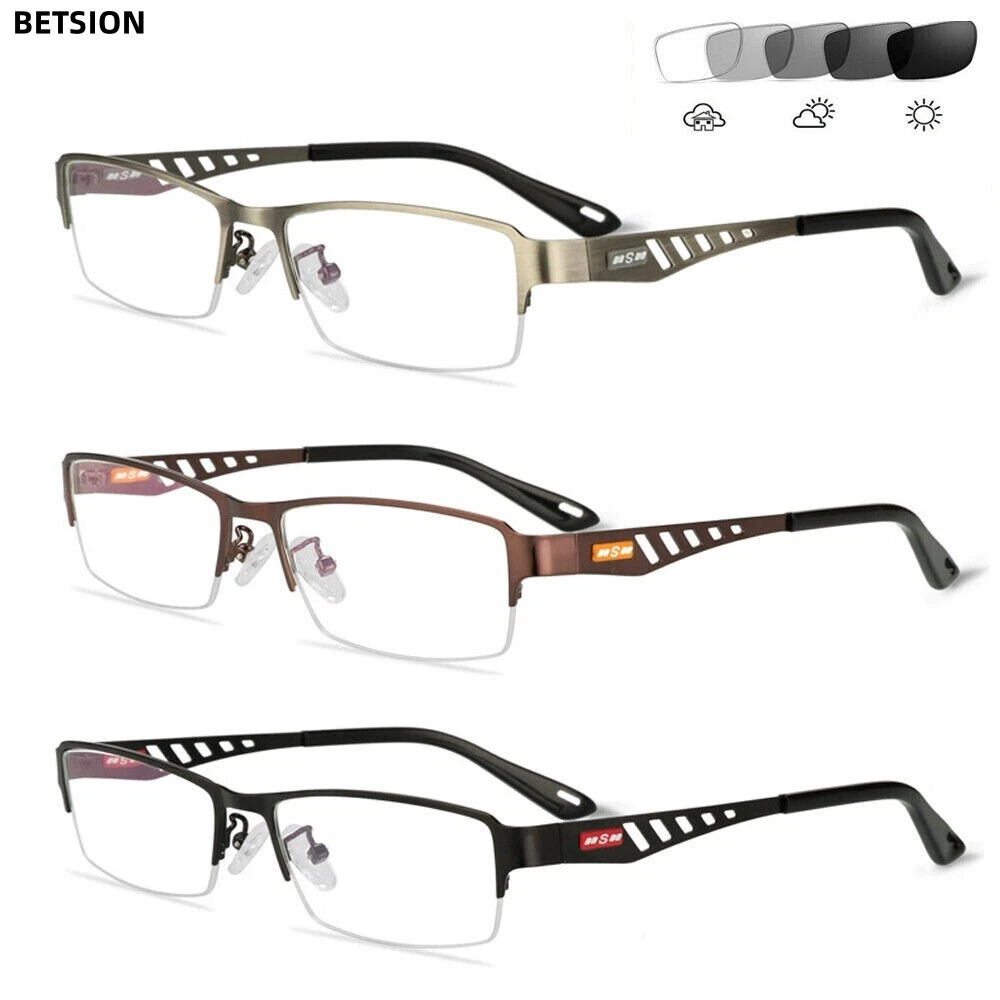Óculos de leitura masculino sem aro fotocromático leitor externo +1.0 +150 +200 +4 - Foto 1 de 20