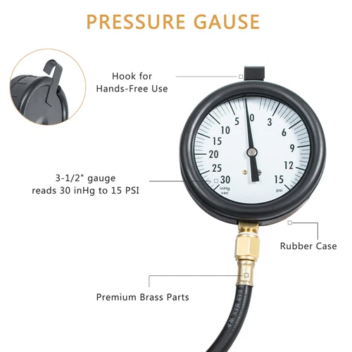 TU-32-6 Hose & Gauge GM 6.6L Duramax Diesel Fuel Pressure System Vacuum Test Kit - Imagen 9 de 11