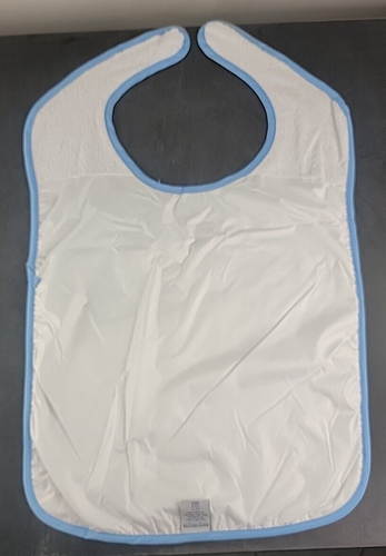 (3 Pack) Large Adult Bib 18X30 Absorbent Clothing Protector Bib White/Blue - Picture 10 of 15
