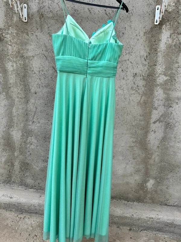 Abito da sera, da cerimonia, verde acqua glitterato - Immagine 2 di 4