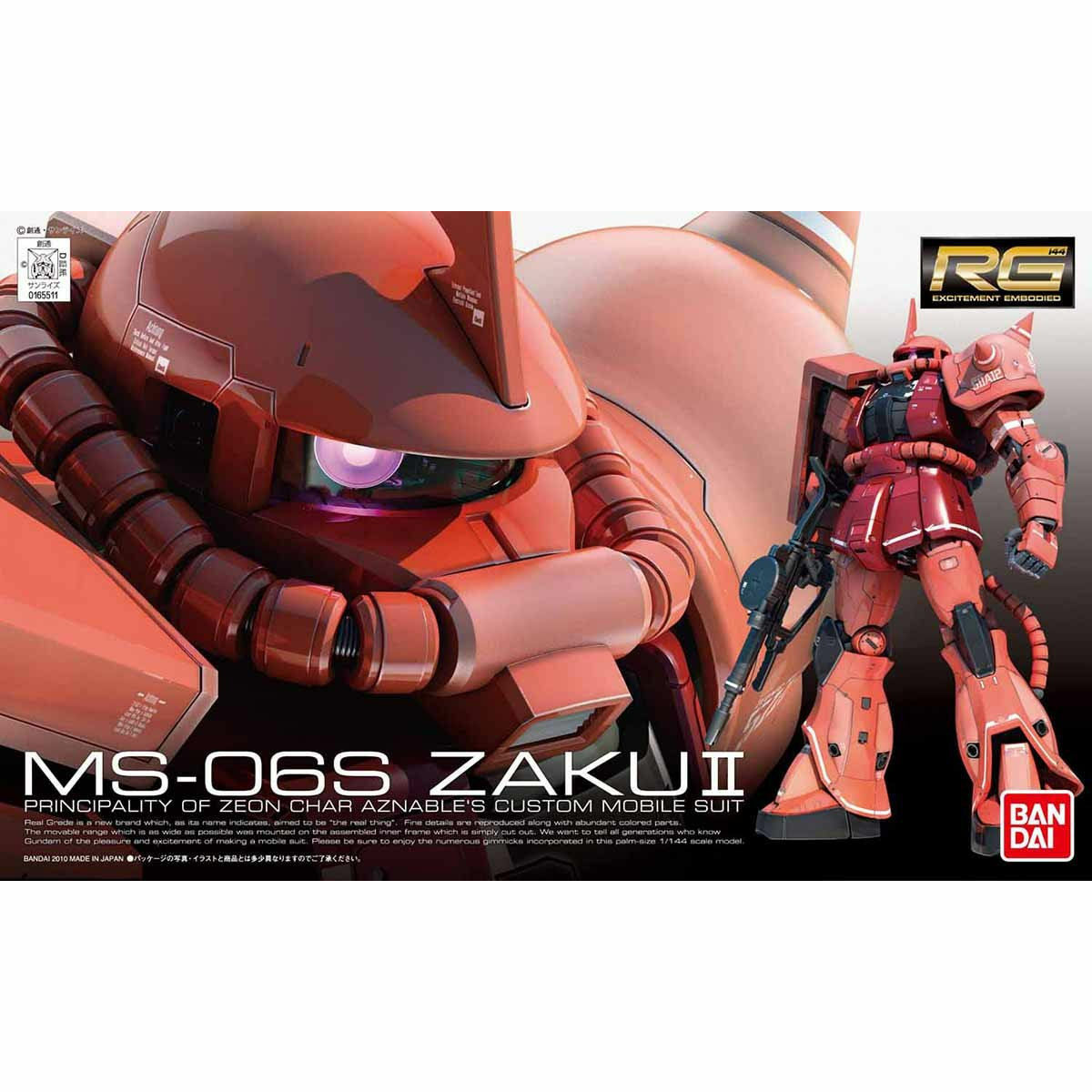 BANDAI RG Gundam 1/144 MS-06S Char's ZAKU II Colored Plastic