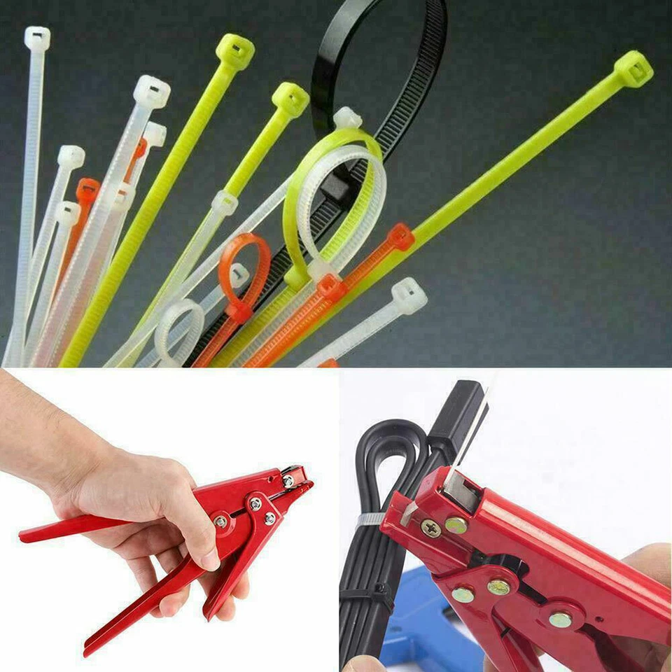Fasten Nylon Cable Belt Wire Zip Tie Gun String Strap Tension Tightener Cutter