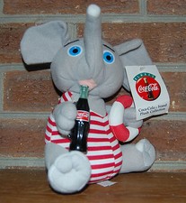 1993 Coca-Cola Plush Elephant Play by Play with Coke and Swim Ring Red White