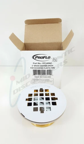ProFlo 4-1/4" Brass Snap-in Shower Drain PF140NC SS Grate for 2" SCH40DWV Pipe - Picture 2 of 5