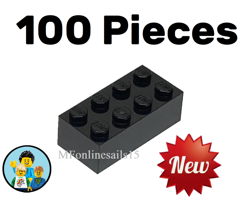 100x NEW LEGO 2x4 Black Bricks Piece # 3001 - BULK large bricks
