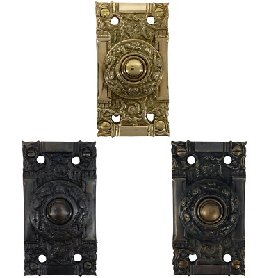 THE KINGS BAY Electric Victorian Cast Brass Replica Push Button Doorbell - 3 Finish Choices