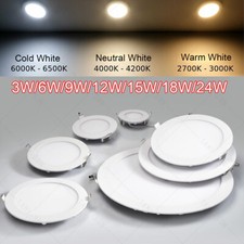 LED Ceiling Light Recessed Ultra Slim Panel Down Lights Round Bathroom Spot Lamp