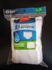 Hanes 6 Pack Boys LARGE 10-12 Comfort Soft Cotton Tagless White Briefs New