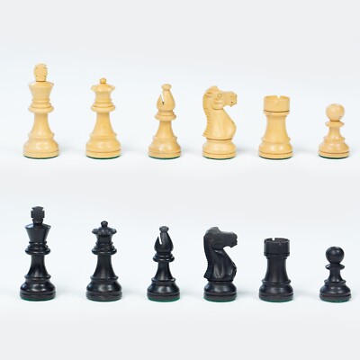 3 1/4'' Weighted Ebonized French Lardy Chess Pieces