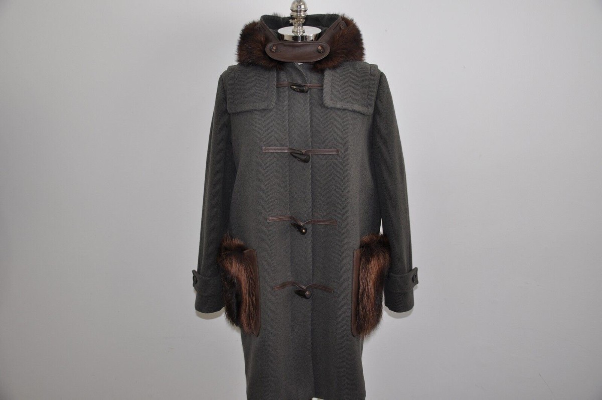 Loro Piana 100% Cashmere Raccoon Fur & Leather Trim Jacket