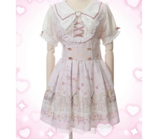 Liz Lisa Pink One Piece Dress Gyaru Lolita Hime Kawaii Cute Melody