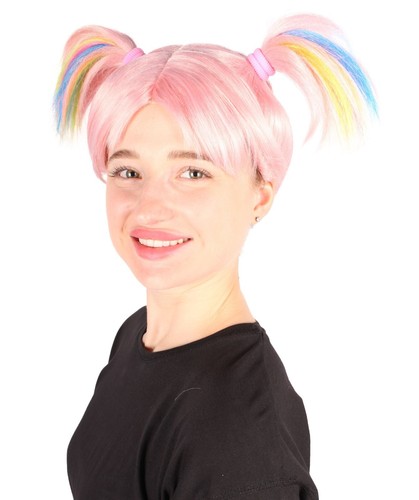 Adult Women's Pink Pigtails Troll Wig, Flame-retardant Synthetic Fiber, HW-7212 - Picture 2 of 8